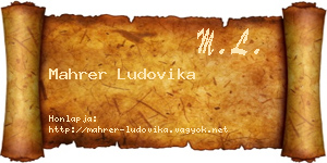 Mahrer Ludovika névjegykártya